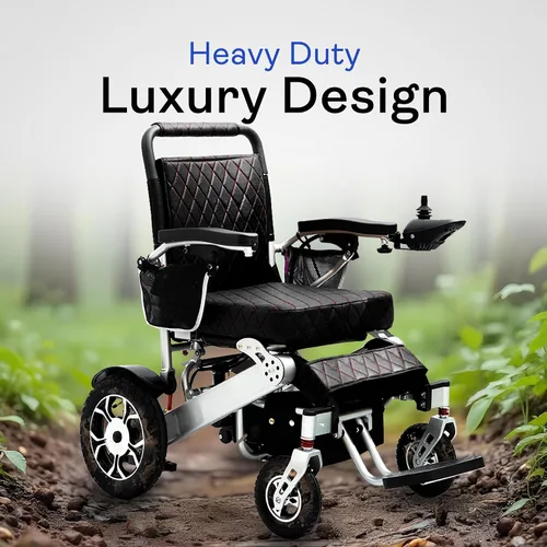 Vista 3 de Alton Mobility Wolf Remote Cuero Negro, Silla de ruedas portátil y ligera fácil de plegar para adultos y personas mayores, silla eléctrica y scooter