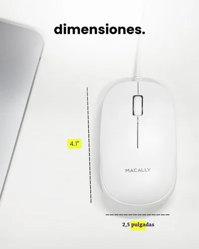 Vista 7 de Macally Ratón USB con cable para Mac y Windows, mouse simple de computadora con cable de 3 botones, diseño de rueda de desplazamiento con cable