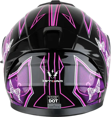 Vista 8 de 1Storm Casco modular de motocicleta para calle con doble visera abatible, protección solar de cara completa HJK920