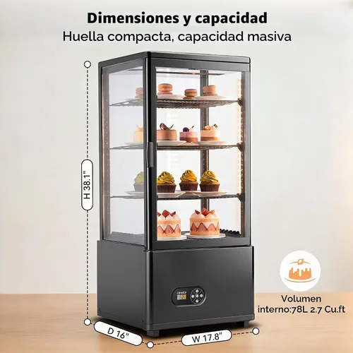 Vista 3 de Tylza Refrigerador de exhibición de encimera Puerta de vidrio doble de 2.7