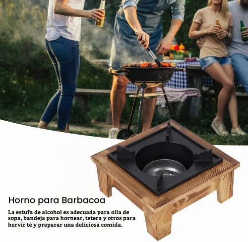 Vista 3 de BORDSTRACT Estufa de mesa de combustible sólido para quemar gasolina, mini estufa portátil de encimera de combustión de alcohol, estufa para mesa