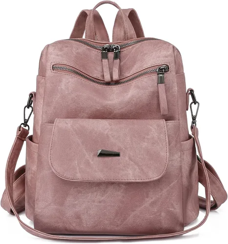 Vista 11 de Mochila para mujer, mochila de piel sintética, mochila antirrobo, mochila antirrobo de viaje, multiusos, ligera, impermeable, convertible, bolsa