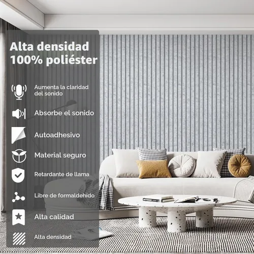 Vista 5 de Art3dwallpanels Paquete de 10 paneles acústicos, paneles de pared insonorizados de 48 x 12 x 0.35 pulgadas, autoadhesivos de alta densidad que
