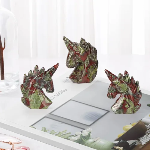 Vista 6 de Artistone Estatua de piedra preciosa de cristal de unicornio de 2 pulgadas, colección de esculturas tallada a mano con piedra curativa de Reiki