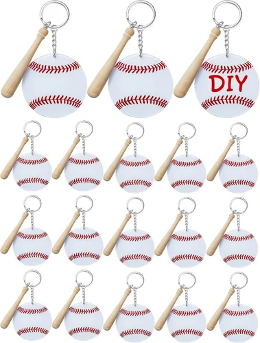 Vista 7 de Taiyin 18 juegos de llaveros acrílicos de béisbol y sóftbol a granel para bolsa de pelotas de bricolaje, regalos de fiesta deportiva, mini dijes