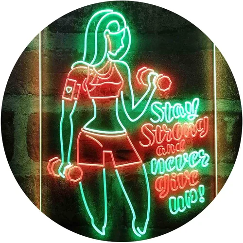 Vista 13 de ADVPRO Fitness Club Gym Stay Strong Never Give Up Dual Color LED Neon Sign azul & rojo 8 x 12 pulgadas st6s23-i4043-br