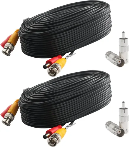Vista 10 de Postta - Cable de alimentación de vídeo BNC para cámaras de seguridad de vídeo con dos conectores para sistema de vigilancia CCTV DVR 1 Paquete