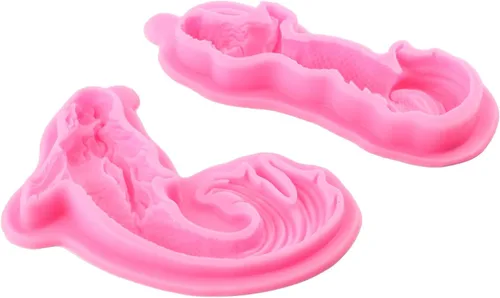 Vista 3 de Mujiang Moldes de silicona con temática de sirena 3D, molde de silicona Neptuno para decoración de pasteles, caramelo, chocolate, azúcar, arcilla
