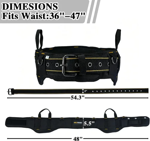 Vista 4 de MELOTOUGH Cinturón de herramientas acolchado para hombre con correa de asa, cinturón de trabajo resistente con anillo D, cintura ajustable de 36 a