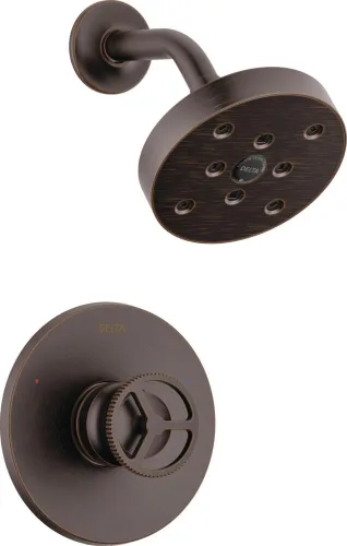 Vista 11 de Delta Faucet Trinsic Serie 14 Grifo de ducha cromado de una sola manija con cabezal de ducha H2Okinetic, juego de grifo de ducha, kit de molduras