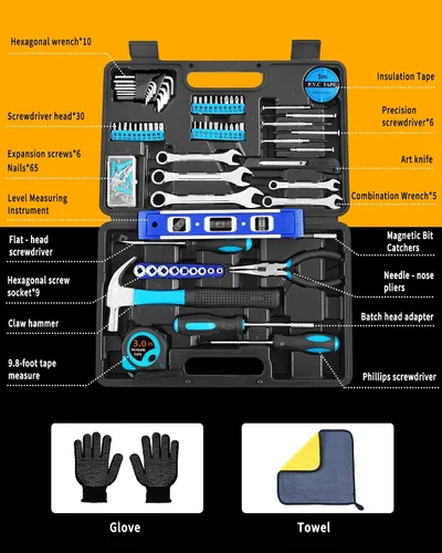 Vista 2 de Essential Man's - Kit de caja de herramientas pequeña para casa, juego de llaves de vaso para el nuevo hogar, mini juego de herramientas