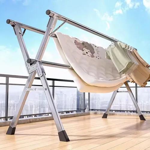 Vista 6 de Adjustable Drying Rack 63in, Laundry Drying Rack Clothing Foldable & Collapsible Stainless Steel Heavy Duty Clothing Drying Rack with Windproof