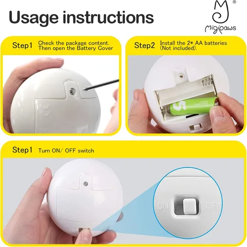 Vista 9 de Migipaws Juguetes interactivos para gatos, juguete de mariposa y plumas, bola giratoria automática para gatos aburridos de interior, sensor táctil