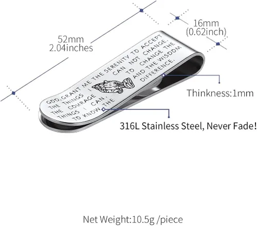 Vista 3 de FaithHeart Can Engrave - Clip de dinero para hombre, acero inoxidablechapado en oro, tarjetero minimalista para tarjetas, clips personalizados
