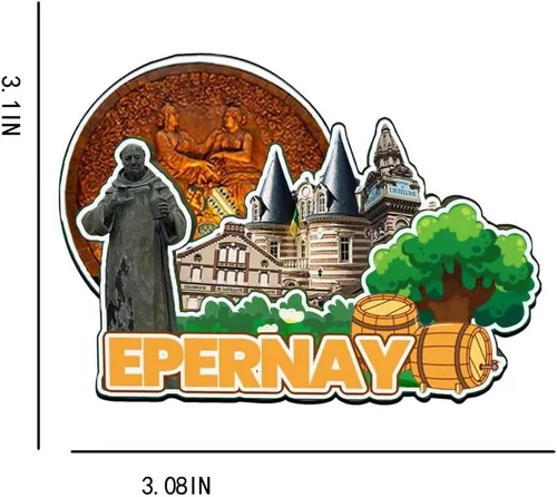 Vista 3 de Epernay Grand Est France - Imán de madera para nevera, monumentos 3D, recuerdos coleccionables, decoración hecha a mano -2948