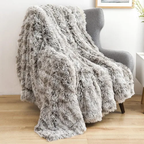 Vista 39 de GONAAP Manta de Tiro Difusa de Piel Sintética Negra Súper Suave Acogedora Felpa Difusa Peluda para Sofá Sillón Cama (Negro, Tiro(50"x60"))