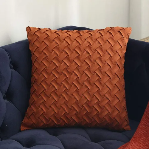 Vista 41 de vctops Funda de Almohada Decorativa con Patrón de Tejido de Canasta Boho, Gamuza Súper Suave, Funda de Cojín de Acento Cuadrada Sólida para Sillón