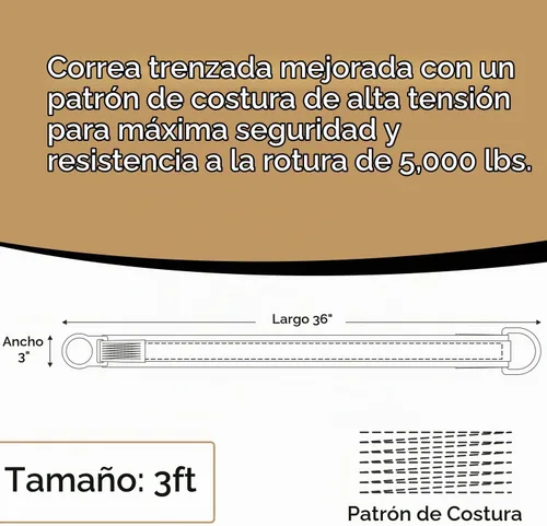 Vista 6 de AFP Correa de Brazo Cruzado de 3 pies Premium de Servicio Pesado de Paso Directo con Anillo Doble de Acero, Conector de Anclaje de Protección contra