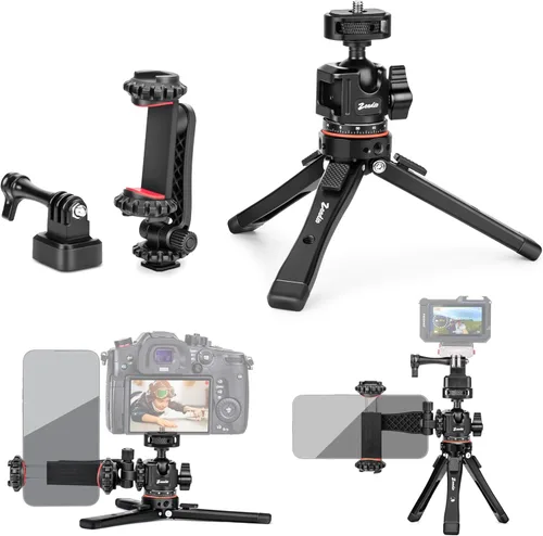 Vista 9 de Zeadio Heavy Metal Tripod Kit: 1/4" Screw Adapter Tripod Mount for Travel Recording Vlog & Camera iPhone Vlogging Kit & Camera Stand with 360°