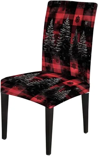 Vista 181 de CAPSCEOLL Christmas Dining Chair Covers,Snowflakes Festive Winter Pattern Stretch Chair Covers for Dining Room Set of 2 Washable Spandex Parson