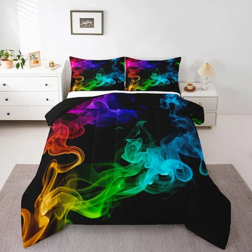 Vista 9 de Juego de ropa de cama rústica de granja color verde azulado con puerta de granero de madera, edredón de plumas tamaño Queen, decoración occidental