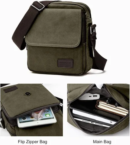 Vista 5 de Bolso cruzado para hombre, bolso lateral para hombre, bolso de hombro para hombres y mujeres, pequeño bolso de mensajero de lona para teléfono
