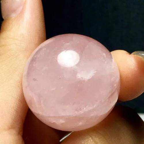 Vista 3 de Bolas Baoding de cuarzo rosa de 1.4 pulgadas, bolas pequeñas de cristal rosa curativo para el estrés, bolas de mano para terapia de manos, alivio