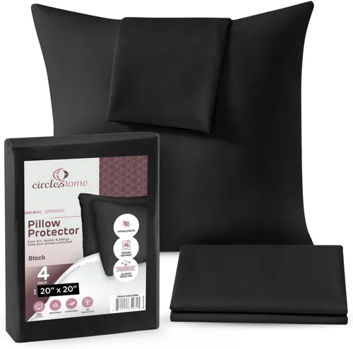 Vista 41 de CIRCLESHOME Protectores de almohada europeos – Fundas de almohada 100% algodón transpirable – Fundas de almohada cuadradas de 26 x 26 pulgadas
