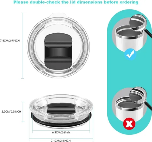 Vista 7 de Repuesto de tapa para vaso de vino de 10 onzas, paquete de 2 tapas magnéticas deslizantes compatibles con YETI de 6 onzas, taza apilable de 8 onzas