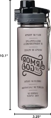 Vista 6 de Christian Art Gifts Botella de agua deportiva de plástico reutilizable de boca ancha sin BPA para hombres y mujeres, escritura inspiradora con tapa