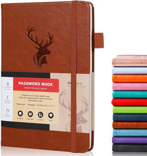 Vista 20 de molekaus Libro de contraseñas con pestañas alfabéticas, pequeño guardián de contraseñas con espacio adicional para cambiar la contraseña. Cuaderno