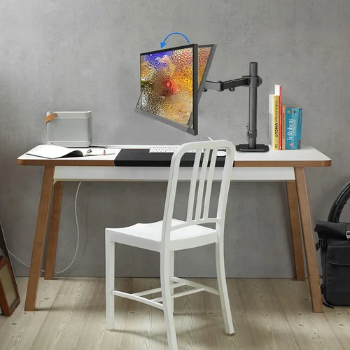 Vista 7 de Suptek Soporte para monitor LED LCD de escritorio resistente, totalmente ajustable para 1 / una pantalla de hasta 27 pulgadas Negro