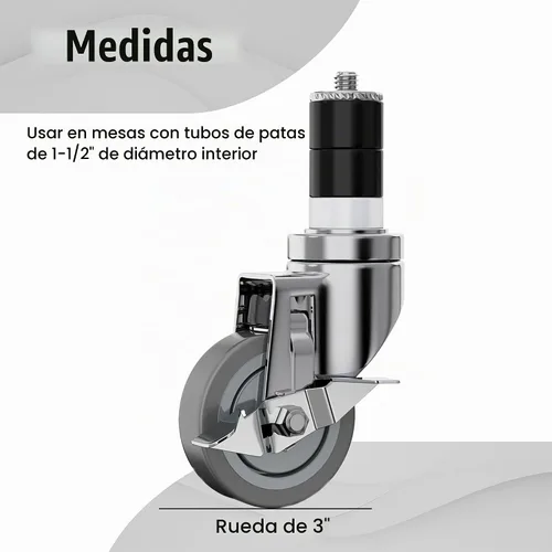 Vista 2 de Ruedas de mesa, ruedas de mesa, patas, juego de 4, 3 pulgadas, 1-1/2