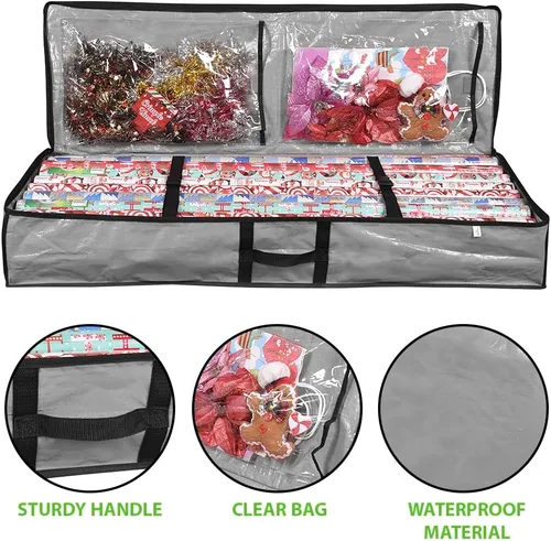 Vista 3 de ProPik Contenedores de almacenamiento de papel de regalo, organizador de papel de regalo debajo de la cama, de 41 x 14 x 6 pulgadas, se adapta a