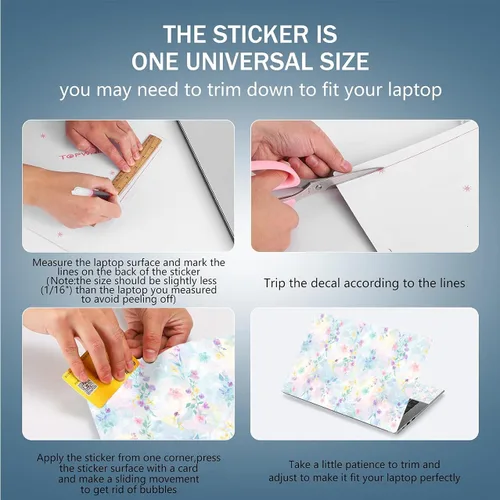 Vista 6 de Calcomanía para portátil de 12.1 13 13.3 14 15 15.6 pulgadas, adhesivo reutilizable universal para netbook, protector de arte personalizado