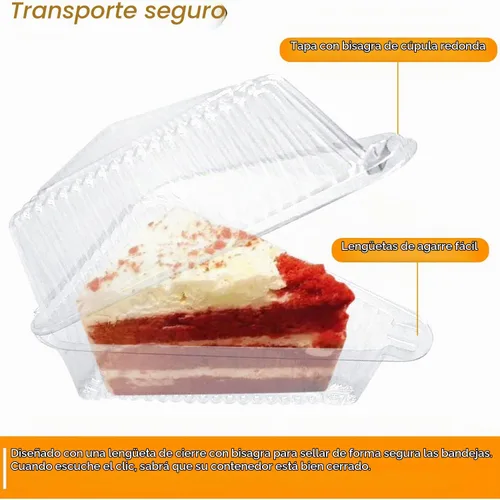 Vista 4 de Goiio 100 Piezas Recipientes de Plástico para Rebanadas de Pastel, Recipiente para Pastel de Queso con Tapa con Bisagras de 4.33 Pulgadas