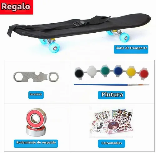 Vista 6 de PHOEROS Complete Skateboards- Standard Skateboards for Beginners Kids Boys noche skaype