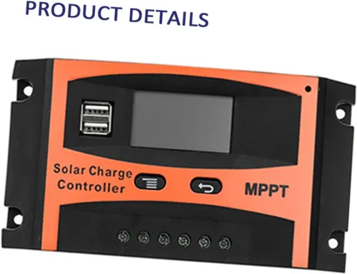 Vista 4 de Controlador de carga solar 12v Regulador Mppt 24v Cargador de batería solar Pantalla grande Salida USB dual