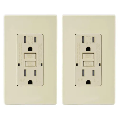 Vista 12 de Micmi Toma GFCI WR negra resistente a la intemperie, resistente a manipulaciones, receptáculo TR con indicador LED, placa de pared sin tornillos