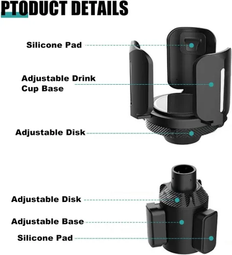 Vista 3 de Expansor de portavasos para automóvil, adaptador de portavasos multiusos con base ajustable, organizador de vasos automático compatible con botellas