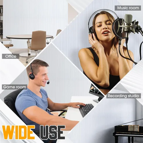 Vista 6 de Woanger Paquete de 5 paneles acústicos grandes, 47 x 24 pulgadas, amortiguadores de sonido, autoadhesivos, absorbentes de ruido, paneles acústicos
