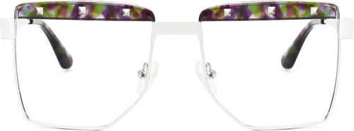 Vista 3 de VOOGLAM Lentes cuadrados para mujer, con bloqueo de luz azul y UV400, elegantes marcos en metal mezclado, ideales para computadora/teléfonos/TV