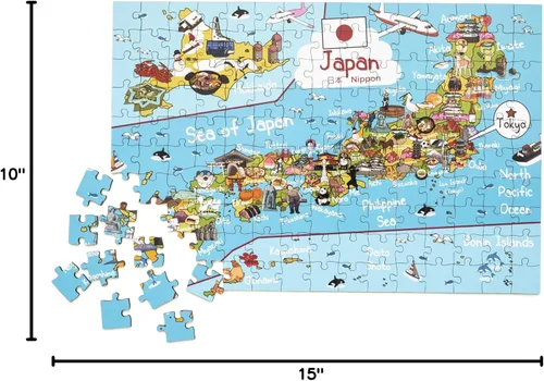 Vista 8 de Rompecabezas de madera con mapa de Japón, 152 piezas, 15 x 10 pulgadas