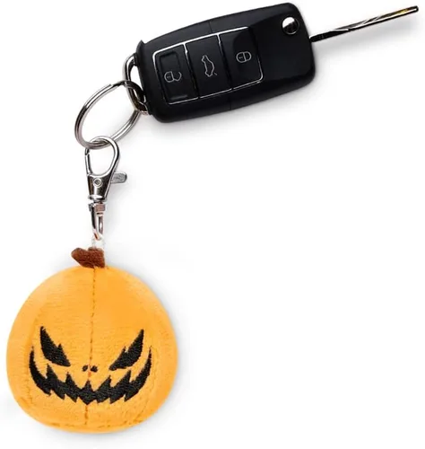 Vista 2 de TeeTurtle - Llavero de peluche (calabaza naranja enojada)