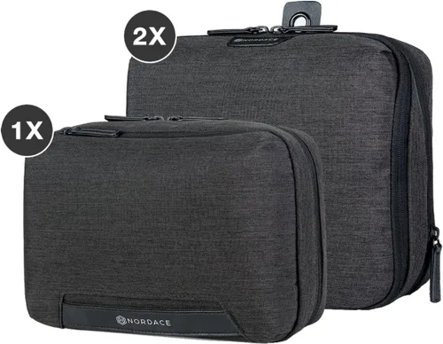 Vista 2 de Nordace Juego de organizadores de viaje para hombres y mujeres, 2 cubos de embalaje y 1 bolsa de lavado, duraderos y resistentes al agua (negro)