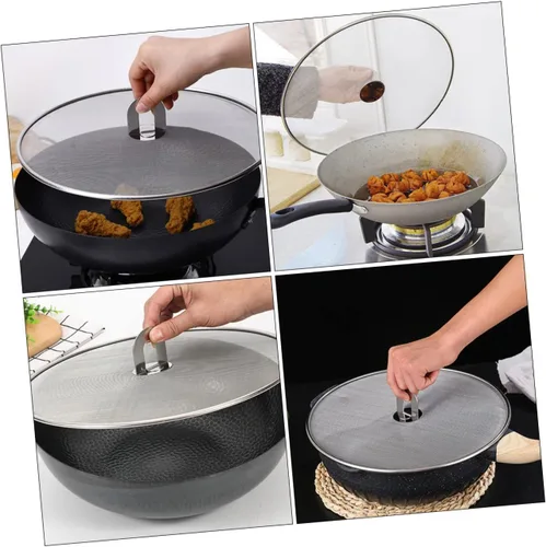 Vista 4 de 3 pantallas de salpicaduras de grasa de acero inoxidable, protectores contra salpicaduras de aceite para sartén, protector de cocina, malla fina