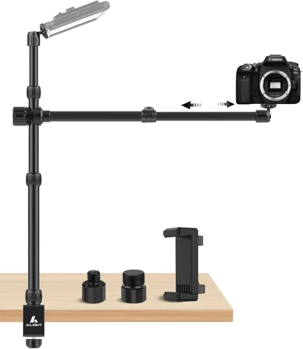 Vista 7 de Ailight Soporte de Montaje de Cámara Aérea para Escritorio, Soporte de Cámara Web de 15.75"-33.45" con Brazo Telescópico Ajustable de 2 Secciones