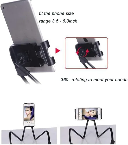 Vista 3 de Soporte para teléfono celular perezoso colgante en el cuello, soporte giratorio para el cuello Hsxxf 360, soporte de montaje flexible