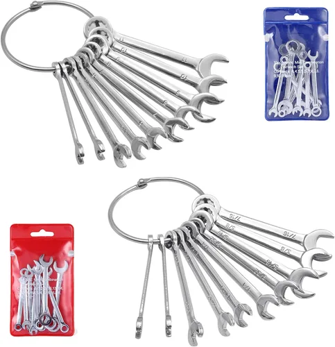 Vista 7 de Juego de mini llaves de extremo abierto, juego de llaves de encendido con anillo de cadena tipo británico llaves (10pcs) Llave de extremo abierto