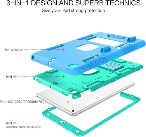 Vista 4 de BENTOBEN - Funda para iPad de 9.ª generación/iPad de 8.ª generación/iPad de 7.ª generación, funda para iPad de 10.2 de 2021/2020/2019, 3 en 1, funda